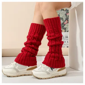 Rote Zopfmuster Stulpen für Damen Winter warme kuschelige Strick Beinstulpen Stiefel top