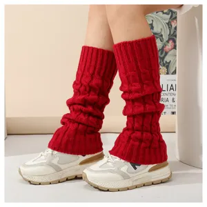 Damen Winter Strick Beinstulpen rote Zopfmuster Boot Cuffs warme modische Strick Socken