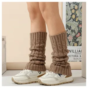 Damen Herbst Winter Zopfstrick Beinstulpen gemütliche Stiefelüberzieher warme Vintage Socken