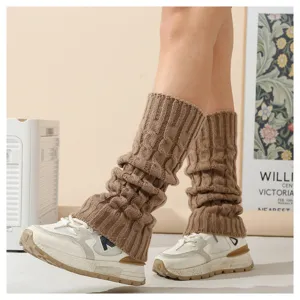Damen Zopfstrick Beinstulpen Gemütliche Winter Slouch Socken Thermische Stiefelmanschetten