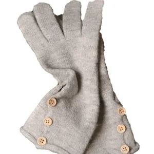 Guantes de punto cálidos de invierno para mujer gris grueso a prueba de frío con botones.