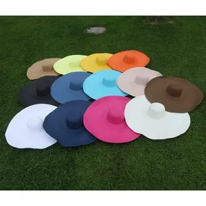 Oversized sun straw hat for women beach vacation large brim foldable summer sun protection cap