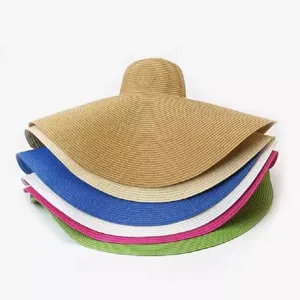 Oversized straw hat for women, extra large 70cm brim beach sun hat, foldable vacation summer hat