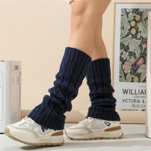 Damen Winter Zopfmuster Beinstulpen Mode Einfarbig Lässig Lange Stulpen Warme Schlupfsocken