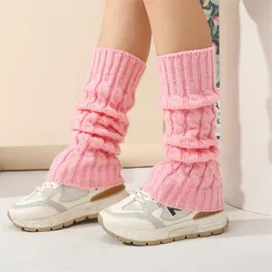 Damen rosa Zopfmuster Stulpen kuschelige Winter Beinstulpen Strick Socken warm!