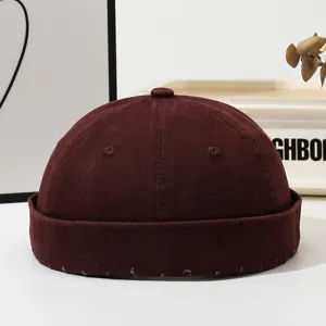 Berretto Docker Senza Visiera Bordeaux Vintage Miki Cappello Stile Retro Unisex