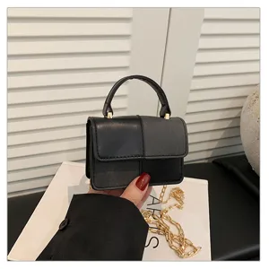 Chic spliced chain mini shoulder bag for women, stylish summer commuting handbag with top handle.