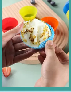 Silicone mold for home baking, heat resistant colorful round muffin cake cup tool