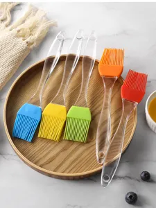 Multi-color silicone basting brush with transparent crystal handle for baking BBQ.
