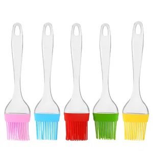5-teiliges buntes Silikon Pinsel Set mit klaren Griffen zum Backen, Kochen und Grillen.