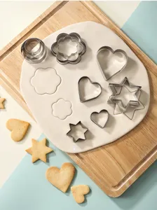 Stainless steel cookie cutter set 12 piece metal baking pastry molds geometric shapes