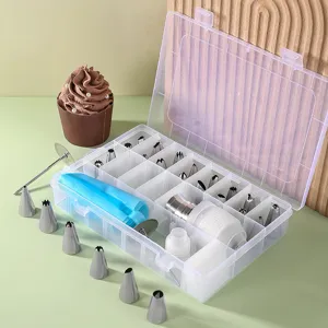 Set de Boquillas para Decorar Pasteles de Acero Inoxidable con Caja de Almacenamiento Mangas Kit de Herramientas de Repostería Hogar