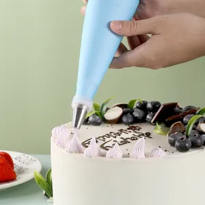 Set di sac a poche in silicone e bocchetta in acciaio inossidabile per decorare torte.