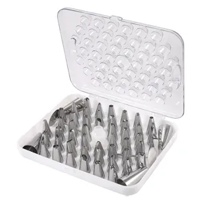 Set de douilles à pâtisserie en acier inoxydable avec boîte, douilles professionnelles gâteau.