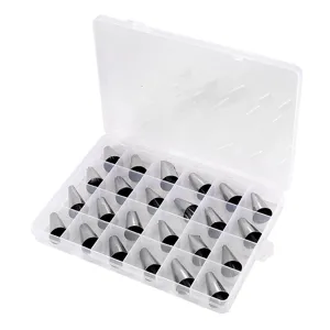 Set di 24 beccucci per pasticceria in acciaio inossidabile con scatola trasparente per decorare torte.