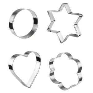 Stainless steel cookie cutter set, metal pastry molds for baking, DIY cake and biscuit tools.