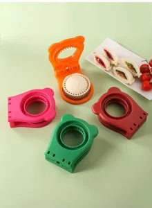 Colorful bear-shaped sandwich cutter and sealer set for easy DIY kitchen baking and toast.