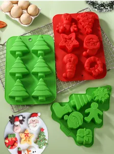 Set de moldes de silicona para tartas de Navidad, molde 3D para galletas y chocolate de reno