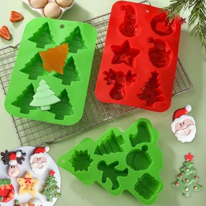 Molde de Silicona para Pastel de Navidad Reno Árbol Corona Molde para Hornear DIY Chocolate Galleta Utensilios de Cocina