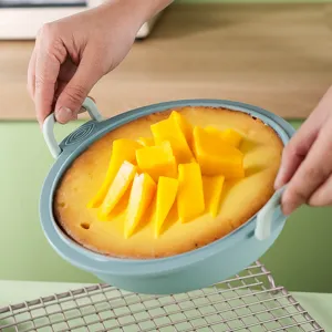 Teglia rotonda in silicone per friggitrice ad aria con manici per torta e pizza dolci