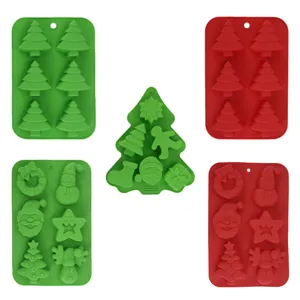 Juego de moldes de silicona navideños para tartas, moldes de repostería DIY para chocolate y galletas.
