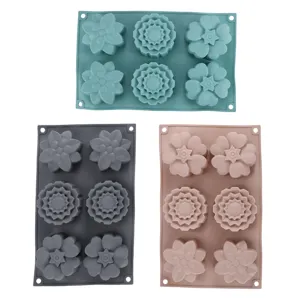6-Höhlen Blumen Silikonform für DIY Kuchen, Schokolade, Fondant, Gelee und Backhandwerk.