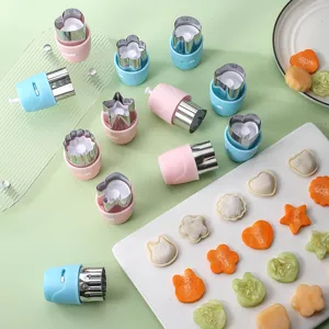 Set di stampi per ravioli in acciaio inossidabile e tagliabiscotti per verdure e frutta.