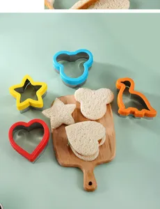 Stainless steel cartoon sandwich cutter mold 4-piece set for baking, cookies, bread and fruit.