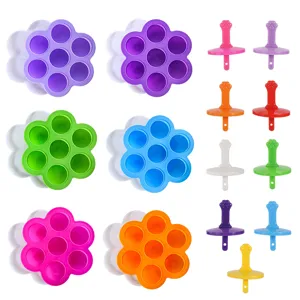 Scatola di conservazione per alimenti in silicone a 7 fori stampo colorato per ghiaccioli.