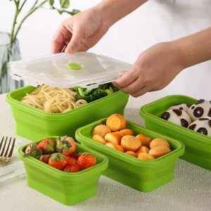 Contenitore porta pranzo pieghevole in silicone microonde scatola bento per ufficio e scuola