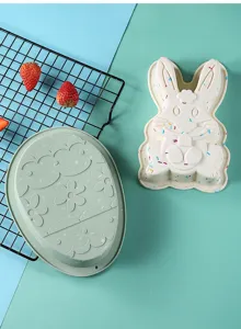 Silicone Easter bunny and dinosaur egg cake baking mold DIY heat resistant kitchen tool.