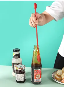 Mini silicone spatula spoon long handle jar scraper for baking and spreading jam kitchen tool.