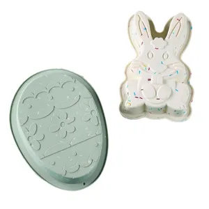 Easter silicone baking mold set, cute bunny and egg shapes for DIY cake and chocolate making.