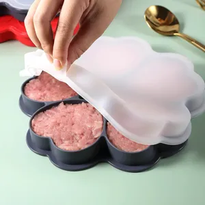 Stampo per hamburger in silicone, teglia da forno a forma di fiore con coperchio pratico.