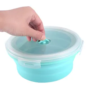Tragbare faltbare Silikon-Brotzeitbox, mikrowellengeeignete Reise-Picknick-Lebensmittelbox.