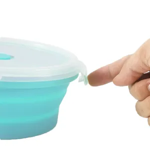 Tragbare Silikon Faltbare Lunchbox mit Deckel, Mikrowellenfeste Bento Box für Reisen und Büro