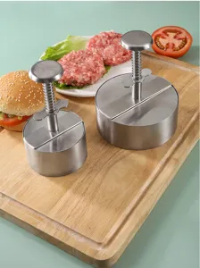 Stainless steel burger press patty maker mold manual meat press for kitchen cooking.
