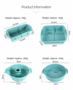 Set di stampi da forno in silicone con cassetta, teglia quadrata e rotonda, antiaderente.
