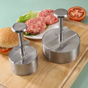 Stainless Steel Burger Press Manual Hamburger Patty Maker Steak Press Plate Mold Heavy Duty Kitchen Cooking Tool