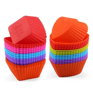 Moldes de Silicona para Pasteles Color Macaron Moldes para Muffins Corazón Y Cuadrado Herramientas de Repostería