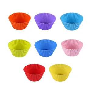 Colorful silicone baking cups muffin molds set, high temperature resistant, perfect for cupcakes.
