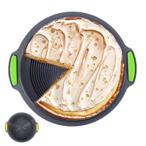 Moule à gâteau pizza en silicone rond antiadhésif avec poignées résistant à la chaleur