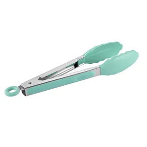9 inch stainless steel kitchen tongs with food grade silicone grips for BBQ and cooking.