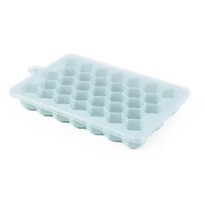 Silikon Eiswürfelform mit Deckel Waben Design 33 Gitter Eiswürfelbehälter für Küche