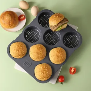 Stampo per panini da hamburger rotondo in silicone a 8 cavità antiaderente attrezzo cucina.