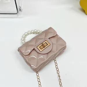 Kinderen mini gelei crossbody tas schattige gewatteerde parel handvat schoudertas voor dagelijks gebruik