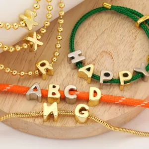 DIY Colgante Letra Inglesa Charm Cobre Chapado En Oro Alfabeto Cuentas Para Pulsera Collar Hacer Joyería Moda Mujeres