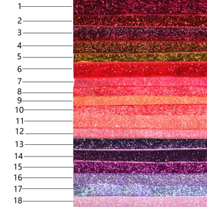 Close-up detail view of colorful glitter velvet ribbons, ideal for DIY hair bows and crafts.