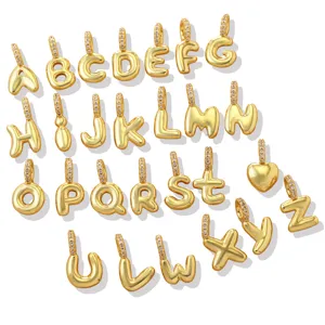 18K gold plated 3D bubble letter pendants DIY jewelry accessories for custom necklaces.