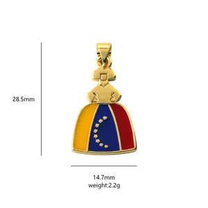 Ciondolo con bandiera del Venezuela in smalto placcato oro per creazione gioielli collana DIY.